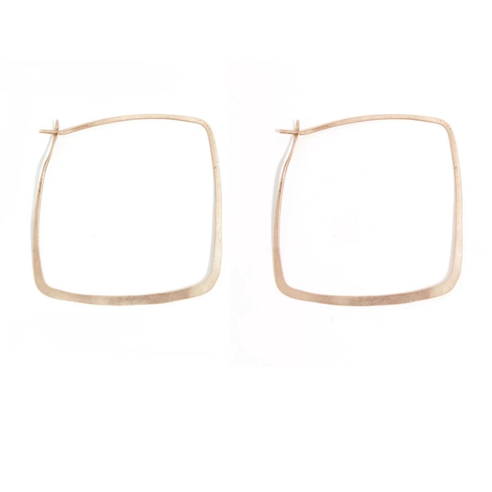 Melissa Joy Manning 14k Gold 1.25 Inch Square Hoop Earrings